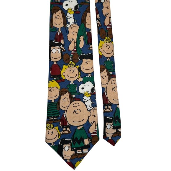 Charlie Brown & Gang Peanuts Snoopy Lucy Tie 100% Polyester Made In USA - Picture 1 of 8